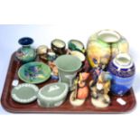 A group of 20th century ceramics including two pieces of Moorcroft pottery, Royal Doulton, Shelly,