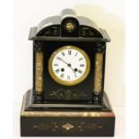 A French slate and marble mantel clock, with eight day movement