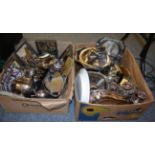 A large quantity of plated wares in two boxes