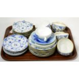 A collection of Royal Copenhagen blue and white teawares, various