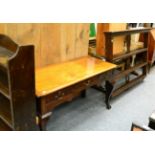 A 19th century mahogany ''smallboy'' three drawer side table and a 19th century oak delft rack (2)