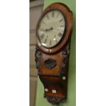 A burr walnut veneered striking drop dial wall clock