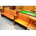 A pair of pine church pews