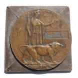 A First World War Memorial Plaque, to GEORGE FREDERICK SKIPP, in cardboard envelope of issue **Lance