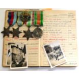 A Second World War Group of 128 Squadron RAF Medals and Log Book, to Mosquito Fighter Observer and