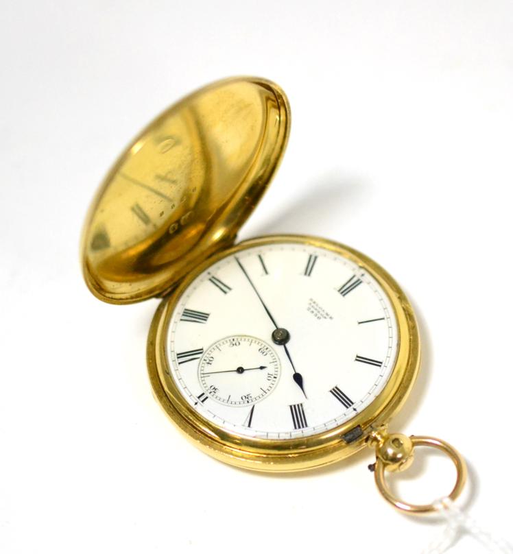 An 18ct gold full hunter pocket watch, signed Delolme, 48 Rathbone Place, London, 1862, lever