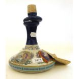 Pussers British Navy Rum, ceramic ships style decanter with transfer decoration, complete with