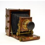 Lancaster The 1896 Instantograph Plate Camera for 4x3'' plates, mahogany body with brass fittings,