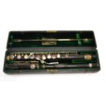 Victorian Rudall, Carte & Co. Ltd. rosewood flute in three sections, each individually stamped,