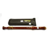 Schott's Concert Tenor Recorder three piece wooden body, in Aulos vinyl case