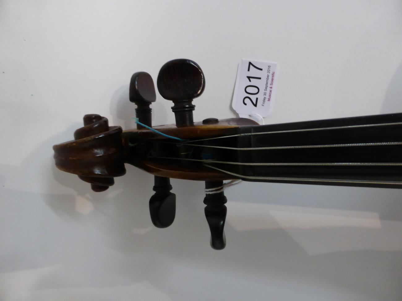 Viola (Possibly German) 15 1/2'' two piece flamed wood back with bow and chin rest, dark varnish, - Image 2 of 8