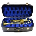 Yamaha Trumpet YTR2320E lacquered with rose brass leadpipe, with Vincent Bach Corp. 3 mouthpiece and