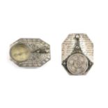 French Butterfield Pattern Pocket Sundial, Signed Chapotot, Paris, circa 1700 of elongated hexagonal