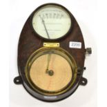 Negretti & Zambra (London) E Bourdon Pressure Gauge, wall mounted in lacquered metal oval case