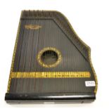 Memzenhauer & Schmidt Guitar Zither black lacquered with gold decorations and original label