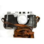 Leica III Camera no.473470 with snakeskin casing and red scale with Leitz Elmar f3.5, 50mm lens,