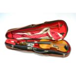 Joseph Klotz Copy Violin 355mm two piece back, branded 'Klotz', with N Laury A Paris nickel