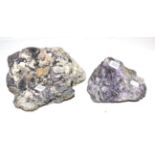 Two Vein Sections Of Blue John Fluorite And Calcite (i) 21cm by 15cm (ii) 26cm by 22cm both pieces