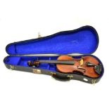 Four Violins in cases including smaller violin, possibly German (4)