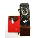 Rolleiflex 2.8A Camera no.1204462, with Zeiss-Opion Tessar f2.8, 80mm lens, in leather case with two