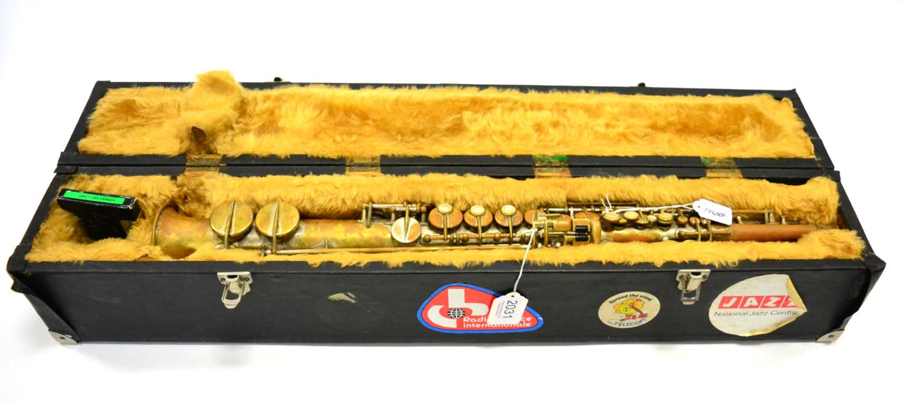 RS Kitchin & Co. (Leeds) Soprano Saxophone brass body, soldered on tone holes, keyed to high E flat,