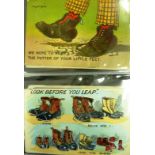 Footwear. Shoes, boots, clogs etc, depicted on forty eight comic cards