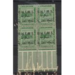 Egypt. A 1922 to 1923 4m unmounted gutter block of four. One adhesive showing feint trace only of '