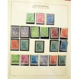 Liechtenstein. A 1912 to 1995 mint and used collection in a Schaubek album. Noted 1920 overprints