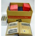 A Carton housing an assortment of cards, mainly British in albums, containers and loose. Includes