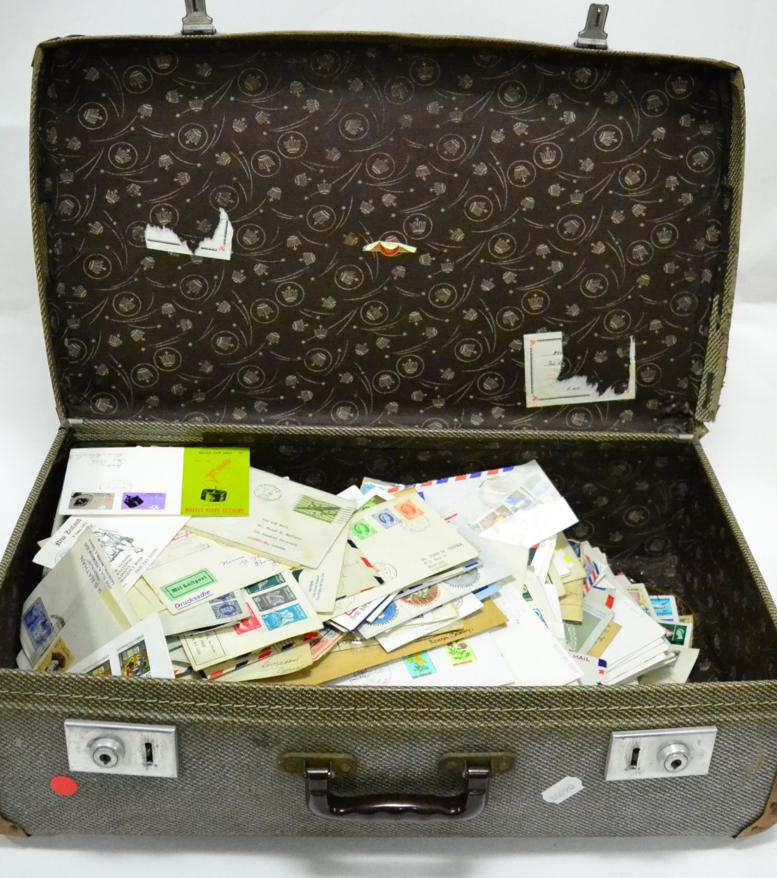 A Small Suitcase, part filled with FDC's, commemorative and commercial covers, First flights etc.