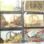 Blackpool. A large brown binder housing a range of cards including the Gigantic Wheel, Greetings,