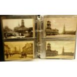 Middlesbrough. Market Place. Thirty four vintage cards in a maroon album. Real photographic, hold to