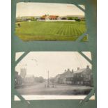 A Red Postcard Album housing an vintage topographical. A number relating to the Northallerton and