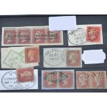 Great Britain. 1854 to 1857 1d Red with various cancellations. Red-brown die II, alpha 2, tied to