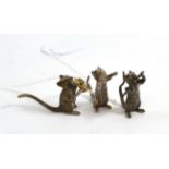 Three cold painted bronzes of mice