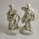 A pair of Dresden blanc de chine figures in 18th century style, after Meissen originals (2)