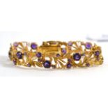 A 9ct gold amethyst bracelet