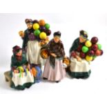 Royal Doulton figures, 'The Orange Lady' HN1759, 'The Old Balloon Seller' HN1315, 'Silks and