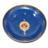 Worcester Royal Powder blue ground bowl, fruit painted by Townsend