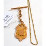 9ct gold shield fob and a box chain