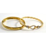 9ct gold bangle and another