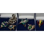 Six pieces of Attwood & Sawyer costume jewllery comprising a fish, humming bird, bird, snake, hot