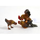 Two cold painted bronzes of chickens