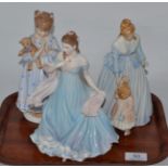 Three Royal Worcester china figures 'Mothering Sunday', 'I wish' and 'With all my heart'