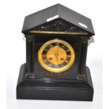 Victorian black slate mantel clock