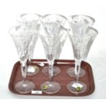 Set of six Waterford crystal champagnes