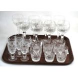 A part suite of Waterford crystal Colleen pattern glasses comprising: eight hock, six whisky