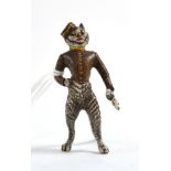 A cold painted bronze of a cat in a bell boy uniform