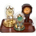 Two anniversary clocks and a mahogany balloon cased mantel clock