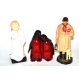 Royal Doulton figures, Darling, HN1319 and Shepherd, HN1975 together with a flambe group of two